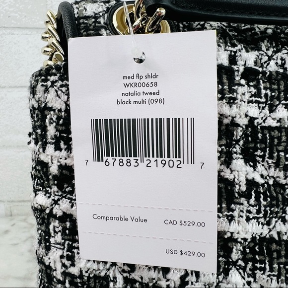 ❗️Sold ❗️Kate Spade Natalia Tweed Medium Flap Chain Shoulder Bag Crossbody - Picture 12 of 12